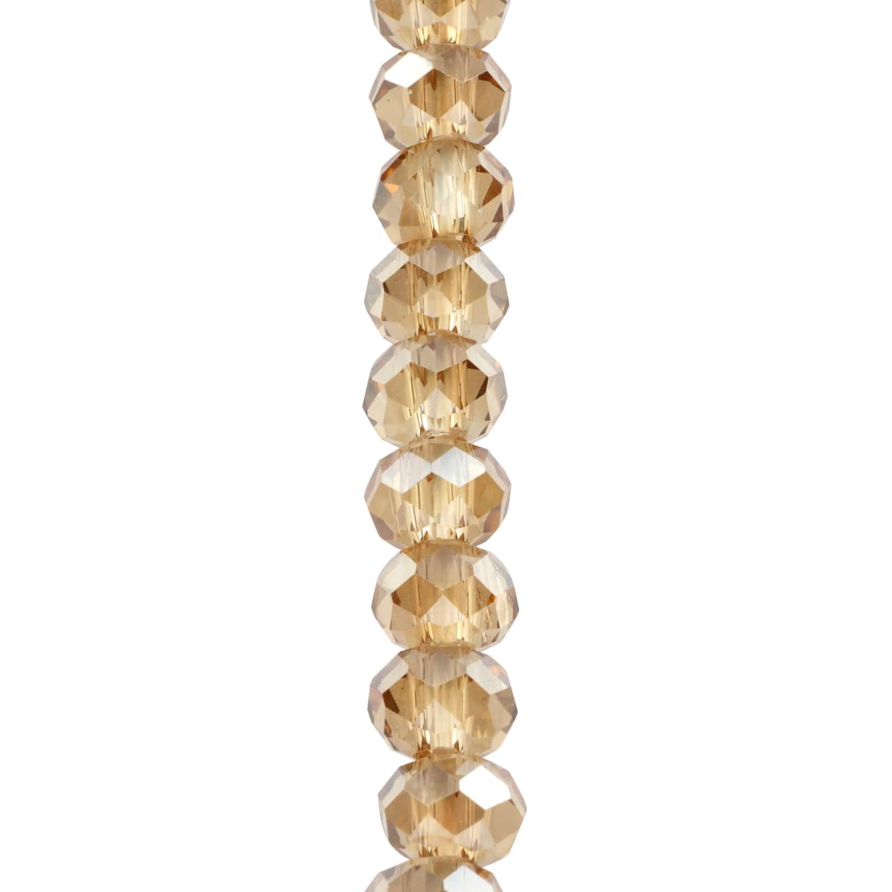 12 Pack: Champagne Large Hole Faceted Glass Rondelle Beads by Bead Landing™